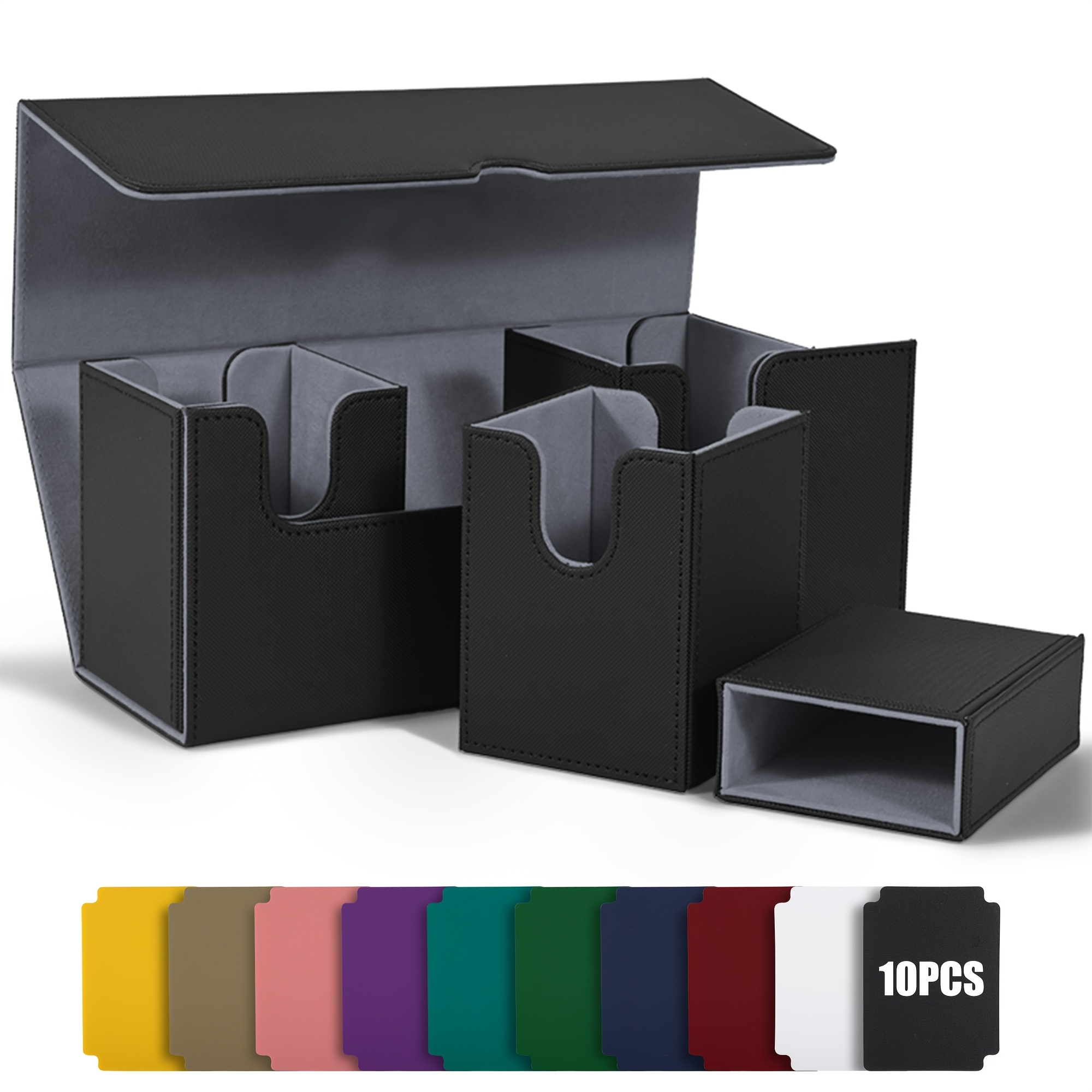 Card Deck Box with Dice Tray for MTG, 4-In-1 Organizer